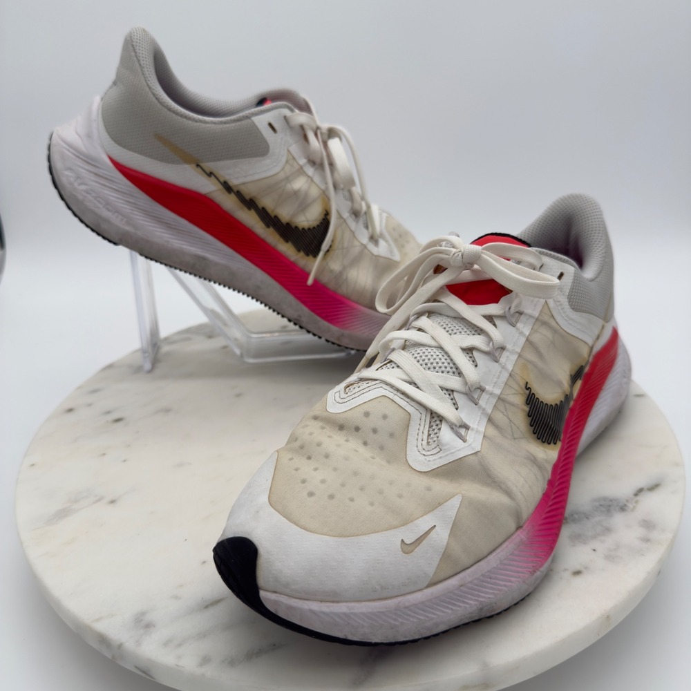 Nike Zoom Winflo 8 Running Shoes Women 9 White Pink CW3421 100 Athletic Sneakers